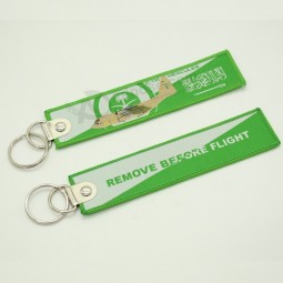 polyester printed embroidered keychain key tag