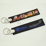 Promotional logo custom flight embroidery keychain