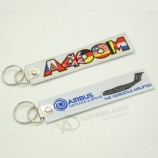 길쌈 된 상표를 가진 차가운 디자인 자수 keychain 열쇠 꼬리표