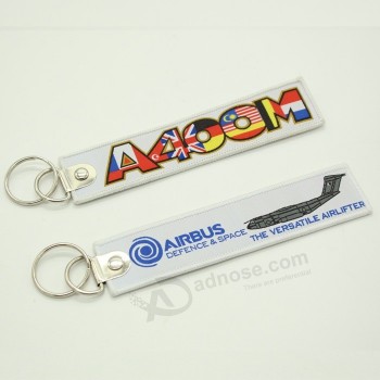 cool design embroidery keychain key tag with woven label