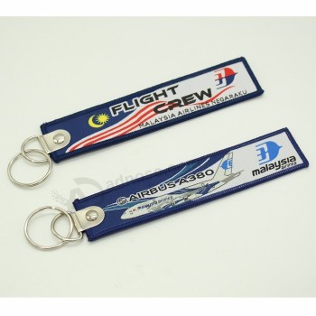airline embroidery keychain, logo custom embroidery keychain