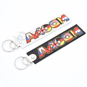 personalized embroidered flight key tag fabric keychain