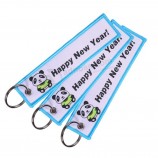 Brand Name Logo Pilot Plain Embroidery Woven Aircraft Fabric Keychains