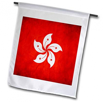 Venta caliente jardín decorativo bandera de hong kong con poste