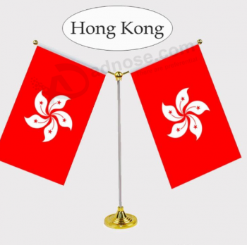 impresión profesional bandera de mesa de hong kong con base matel