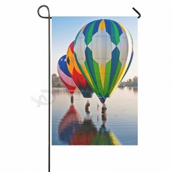 bandiera da giardino personalizzata moda mongolfiere sulla bandiera del giardino sul lago 12x18 IN senza pennone all'aperto per festeggiare l'arredamento