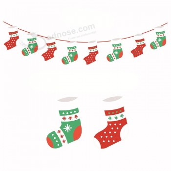 Cartão de papel cortado DIY férias de natal meias de natal forma bandeira decorações ornamento com sua impressão