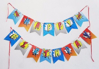 1 Saco pendurar galhardetes feliz aniversário bandeira de papel favor de festa decoração suprimentos celebração bunting bandeiras de aniversário guirlanda