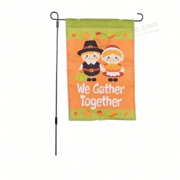 Custom for wholesale burlap ruffle banners telescopic pole holiday garden flag