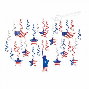 アメリカの国旗光沢のあるスパイラルジュエリーストリングDIYホリデーパーティーの装飾用品輝くスパイラル星の装飾品ストリングDIY