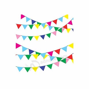 100% poliéster personalizado triángulo bunting festival decoración cadena banner