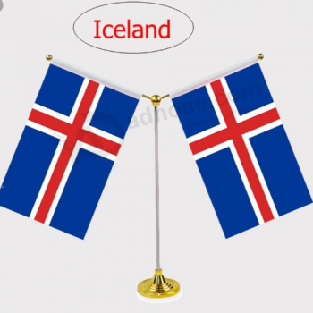 poliéster personalizado islandia islandia mesa reunión escritorio bandera
