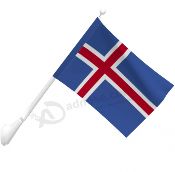 national country iceland wall mounted flag with pole