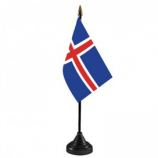 Professional printing Iceland national table flag with base
