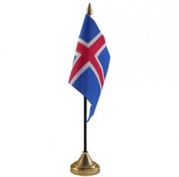 Venta caliente bandera de mesa de islandia con base de matel