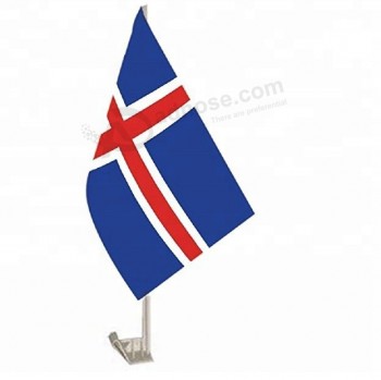 snelle levering gebreide polyester autoraam vlag van ijsland