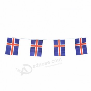 Iceland 5.5*8.8in string flag, Icelandic country bunting flag banner