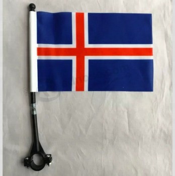 OEM gedrukt goedkope vliegende IJsland land fiets vlag met paal