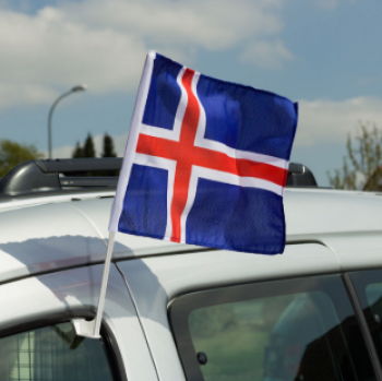 カラー印刷された屋外アイスランド車の窓の旗