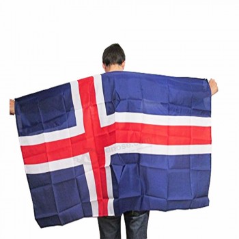 환호하는 아이슬란드 바디 케이프 아이슬란드 깃발 배너 응원