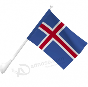 뜨개질을 한 폴리 에스테 옥외 잘 고정 된 아이슬란드 깃발