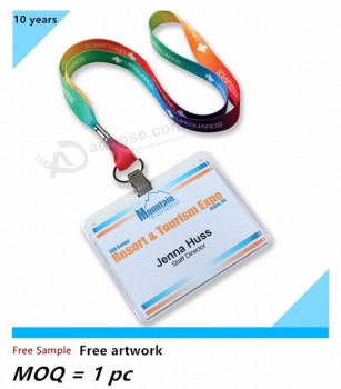 polyester vinyl name/ID card badge reel holder custom badge holder lanyard for ID badge