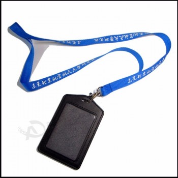 bedrijf lederen PU naam / ID-kaart badge haspel houder aangepaste badge houder lanyard met clips