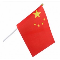 5pcs 2019 sale 21*14cm china national flag chinese flags hand waving flags with plastic flagpoles For sports home decor f2858