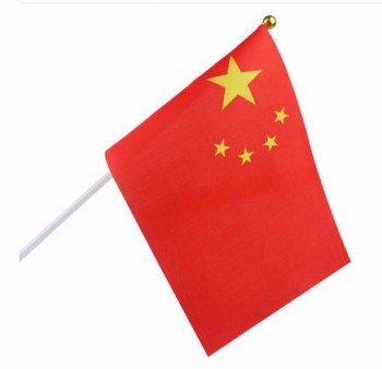 5pcs 2019 sale 21*14cm china national flag chinese flags hand waving flags with plastic flagpoles For sports home decor f2858