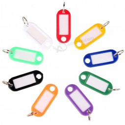 スプリットリングラベルウィンドウ、アソートカラー付きの頑丈なプラスチックキータグ