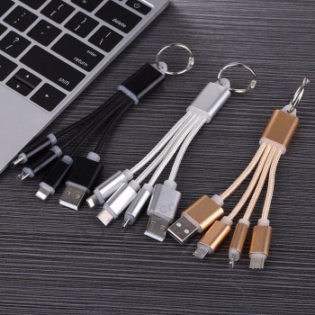 3合1钥匙扣便携式微型USB C型多功能充电器电缆适用于华为P20 lite荣耀9 lite 9i 8 8x7c 7x 7a note 10 8 cabel