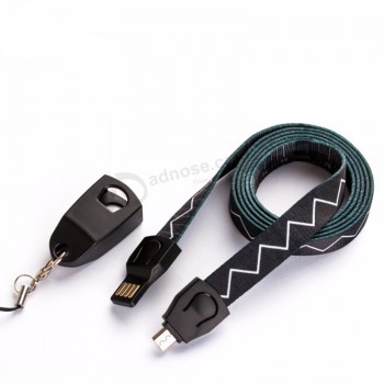 cordino portachiavi personalizzato Cavo dati USB logo personalizzato, cavo di ricarica rapida USB 2 in 1 per cavo iphone x
