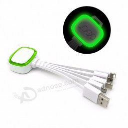 OEM Logo Promotion Gift New LED Light 5 in 1 Keychain USB Charging V8 Type C Cable Cord For iPhone Android