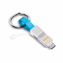Wholesale 3-in-1 Keychain Charging Cable 3 In1 Micro USB Cable tpe Keychain Charger data Mobile Phone Cables For Smart Phone