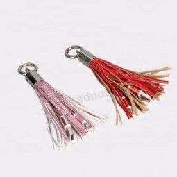 benutzerdefinierte logo usb keychain 12 cm schnellladung quaste usb kabel, china fabrik quaste keychain leder usb lade datenleitung usb