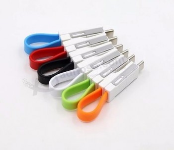 多色磁性钥匙扣USB充电电缆3合1磁铁USB电缆，适用于Android和USB Type C