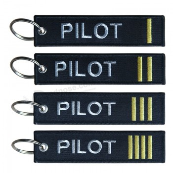 Gewohnheit Luftfahrt gestickter Pilot keychain Flugzeugpilot Key Tag Gewohnheit gestickter keychain