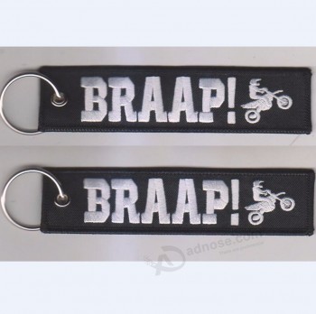 Wholesale Custom Double Side Embroidery Fabric Keychain / Keytag / Keyring