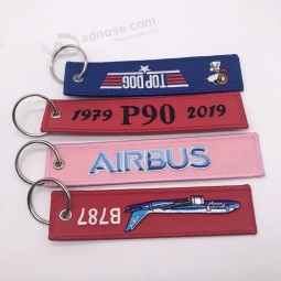 Wholesale Custom Double Side Embroidery Fabric Keychain / Keytag / Keyring