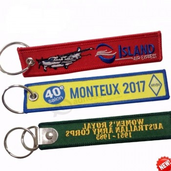 Nenhum MOQ personalizado remova o chaveiro do bordado do avião do voo, etiqueta bordada da equipe chave para o saco da motocicleta do carro bagagem