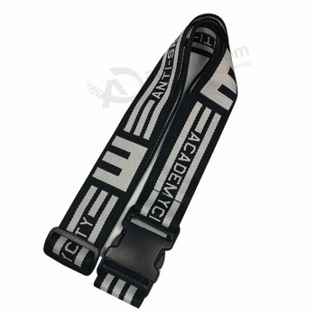 customized fashionable suitcase belts 100% black polyester cute woven  logo luggage straps