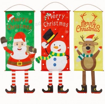 Decorações de natal banners santa deer background pendurado bandeira banner 43 * 24 cm