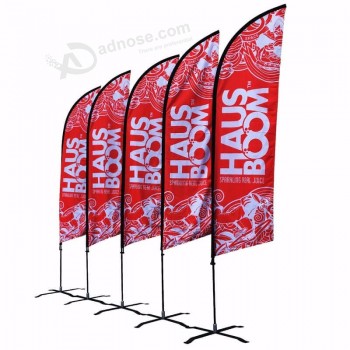 Outdoor Advertising Double Side Printed Feather Teardrop Flags and Banners with fiberglass pole