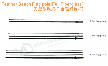bandeira de penas e mastro de bandeira de praia (fibra de vidro cheia)