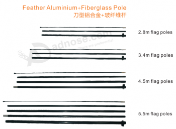poste de fibra de vidro de alumínio de penas