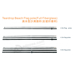 bandera de lágrima y asta de playa (fibra de vidrio completa)