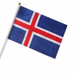 Custom Country Hand Held Iceland Flag With Plastic Pole
