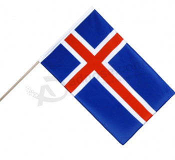 islandia de mano pequeña mini bandera bandera de palo de islandia