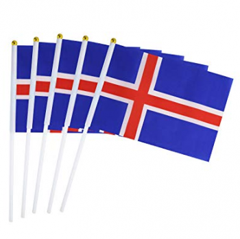 14x21cm iceland hand held flag with plastic pole