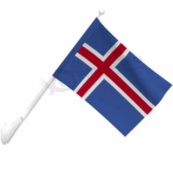 nationale land IJsland muur gemonteerde vlag met paal